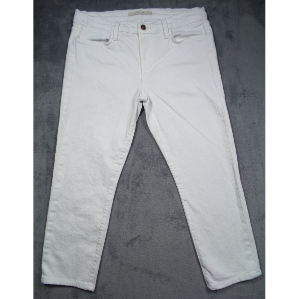 Joes Jeans Womens Size 31 White Denim Bonnie Straight Ankle Mid Rise Stretch